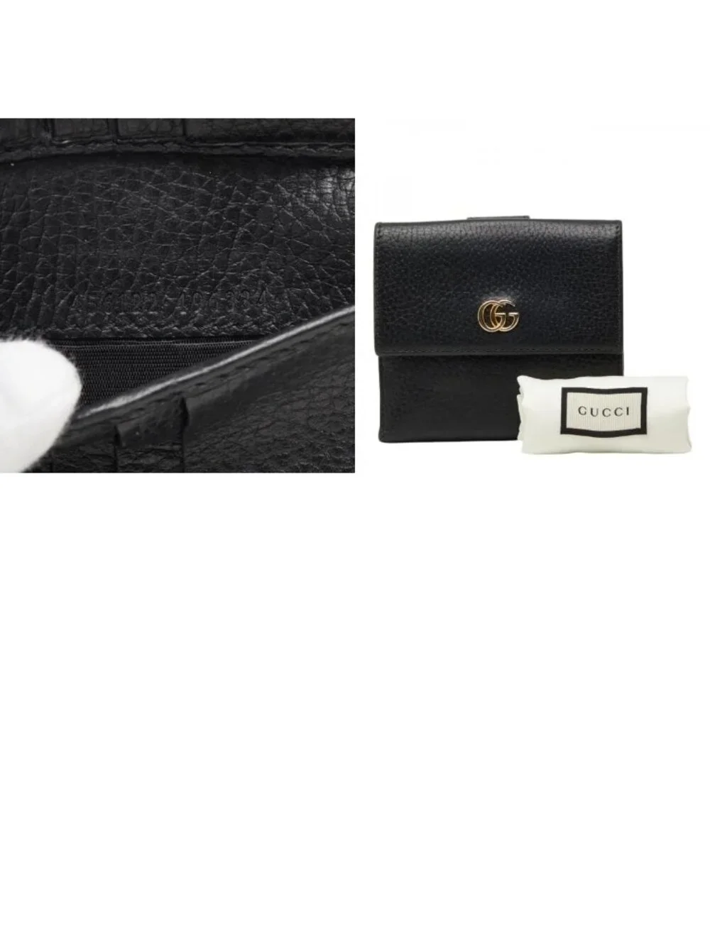 Gucci GG Marmont Compact Wallet Bifold Black Leather